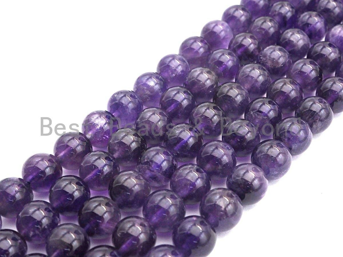 High Quality Natural Amethyst Round Beads, Sku#U527