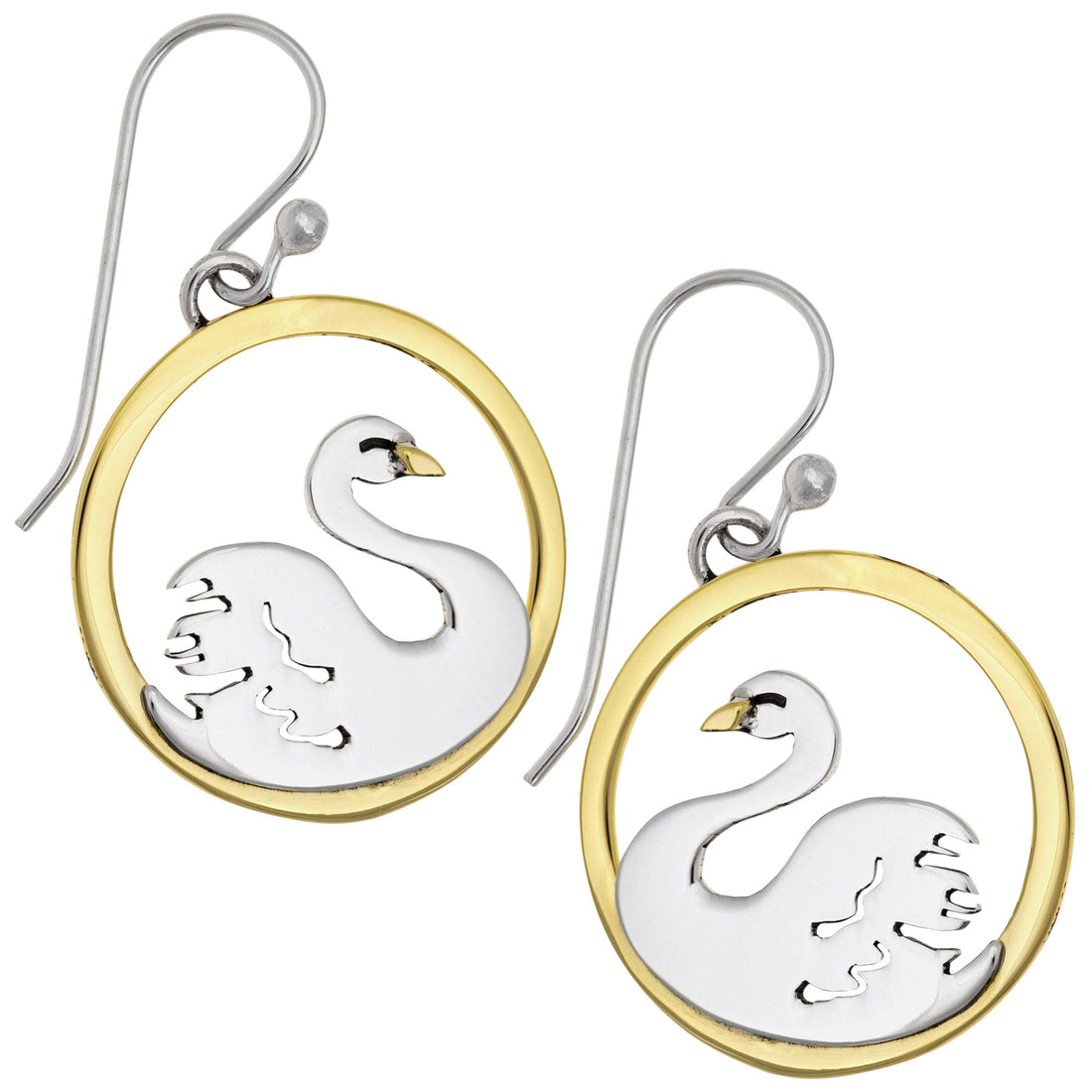 Elegant Swan Earrings | Sterling Silver & Brass