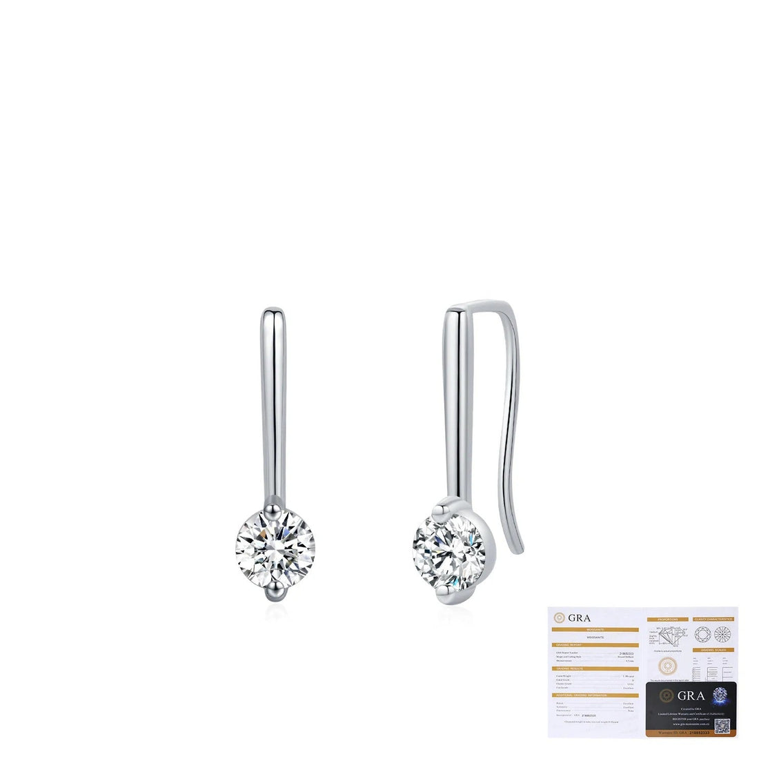 Geometric Round D-Color VVS1 Moissanite Hook Earrings in Sterling Silver