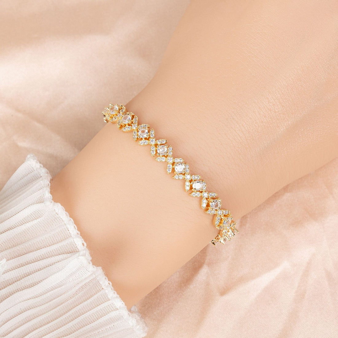 Cubic Zirconia Cross Charm Bracelet