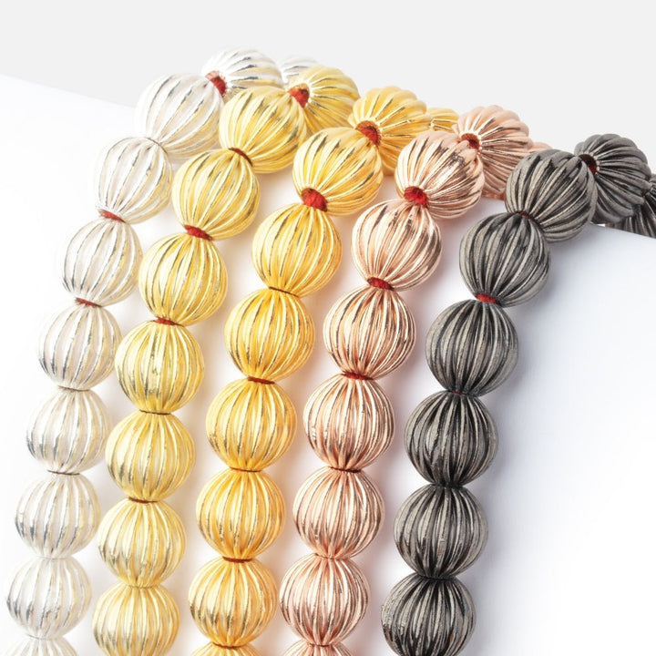 9mm Corrugated Round Beads