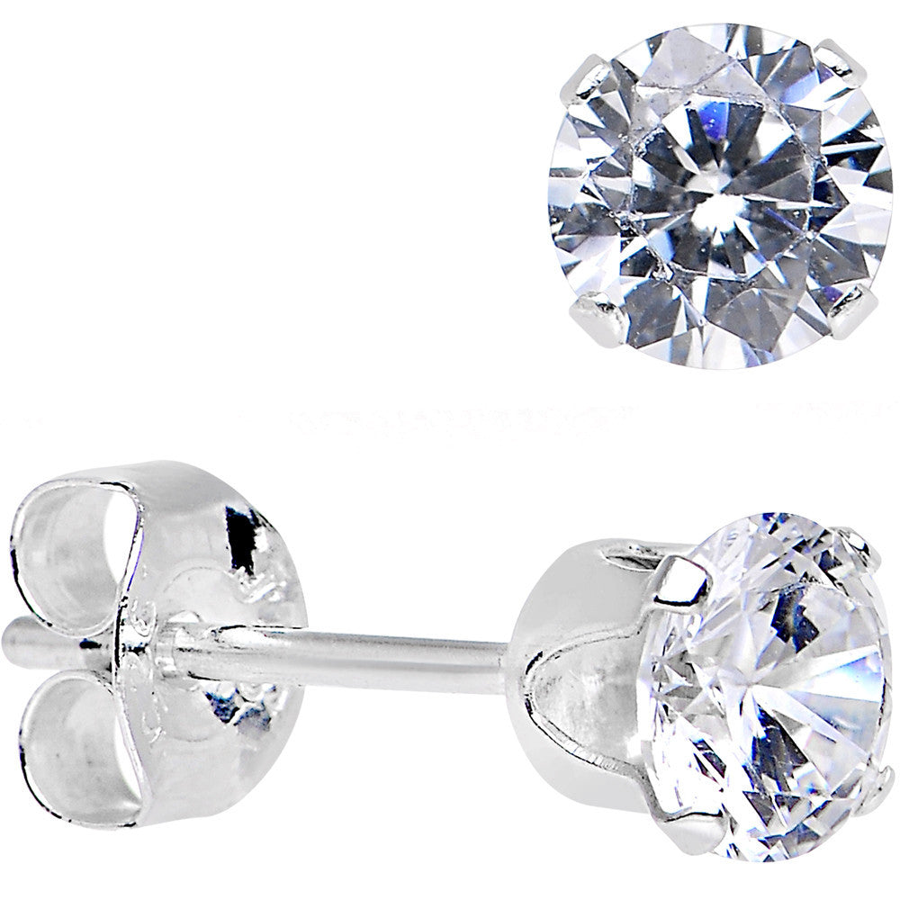 2mm Cubic Zirconia 925 Sterling Silver Stud Earrings