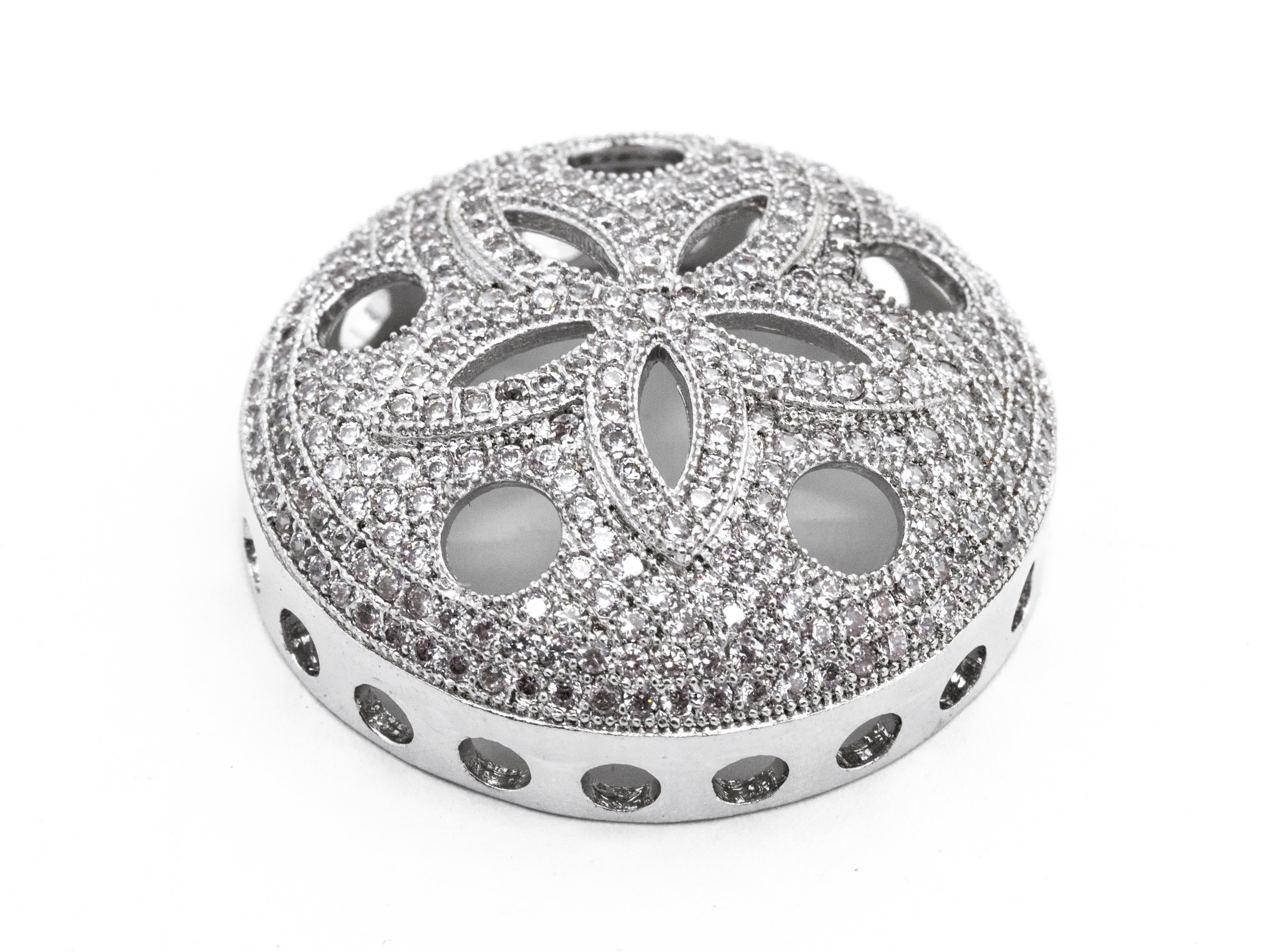 CZ Micro Pave Cap Connector Beads, Cubic Zirconia Art Deco Space Beads, Fancy Jewelry making Findings,10x27mm,sku#Y63