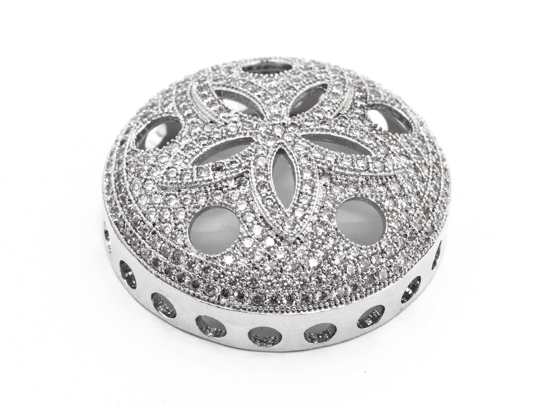 CZ Micro Pave Cap Connector Beads, Cubic Zirconia Art Deco Space Beads, Fancy Jewelry making Findings,10x27mm,sku#Y63