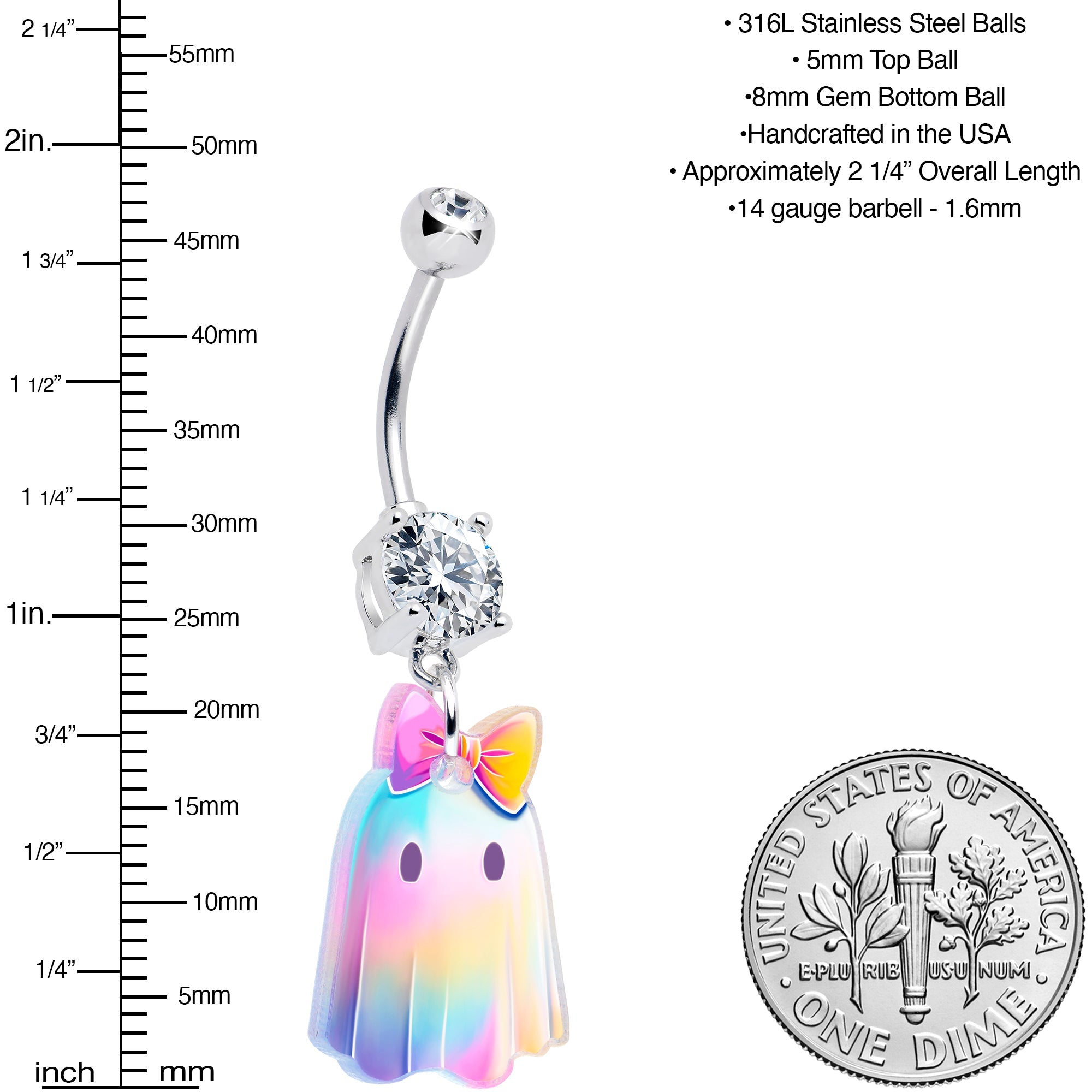 Ghost Girl Dangle Belly Ring by Onyx O