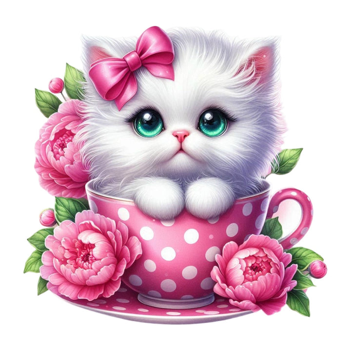 Cats in Tea Cups Fabric Panel 12