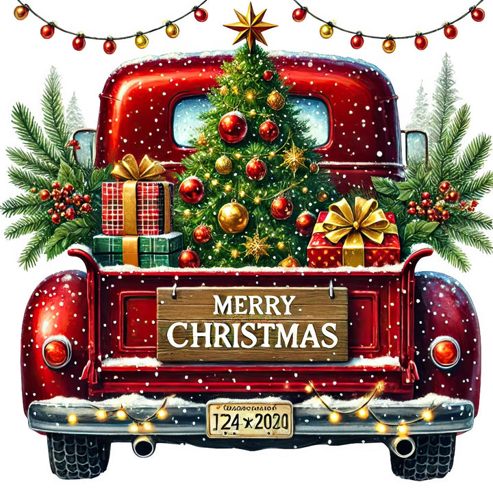 Christmas Trucks Fabric Panel 7