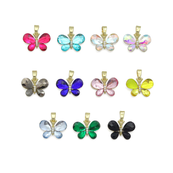 AB Crystal Butterfly Charm Pendant | Iridescent Jewelry Making Supply