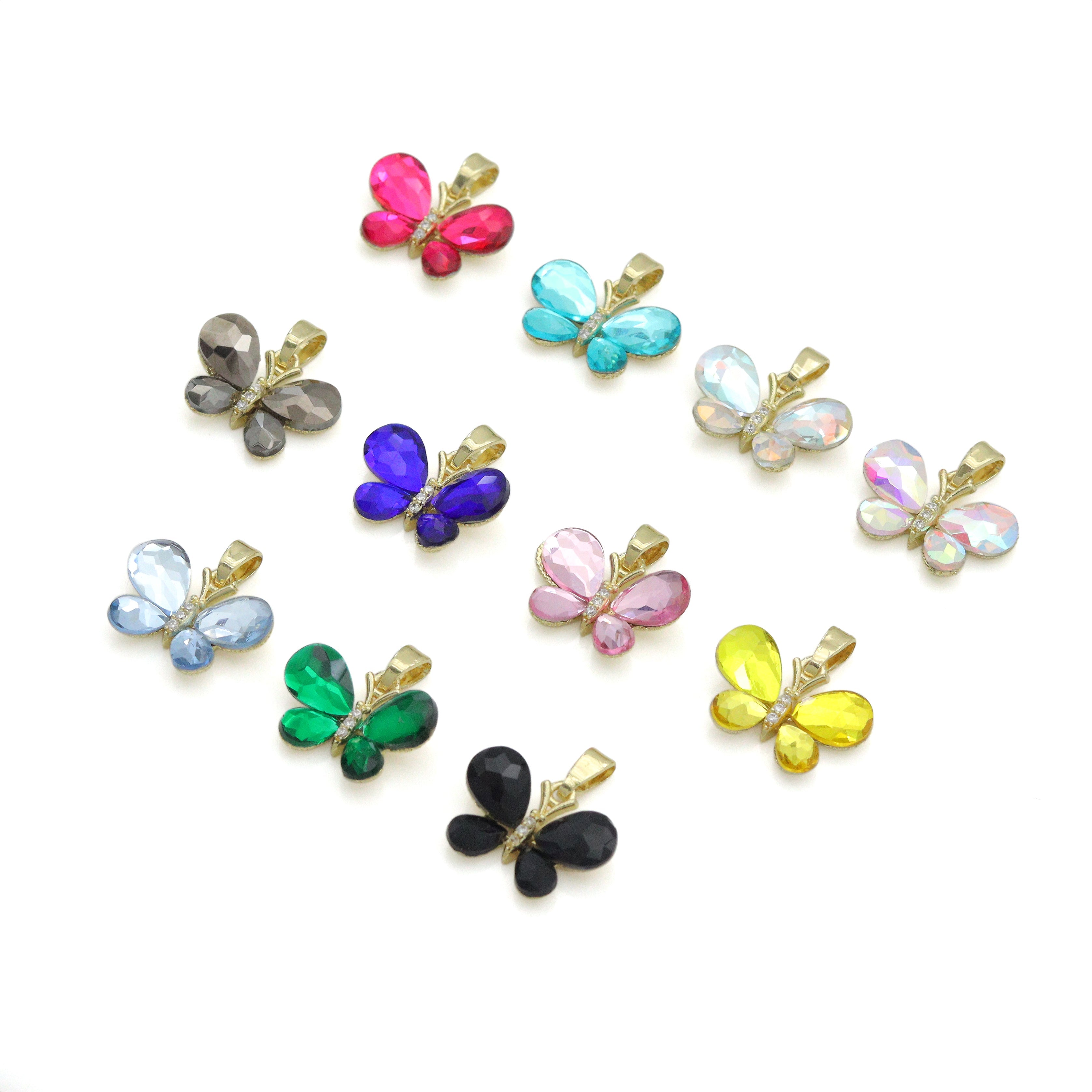 AB Crystal Butterfly Charm Pendant | Iridescent Jewelry Making Supply