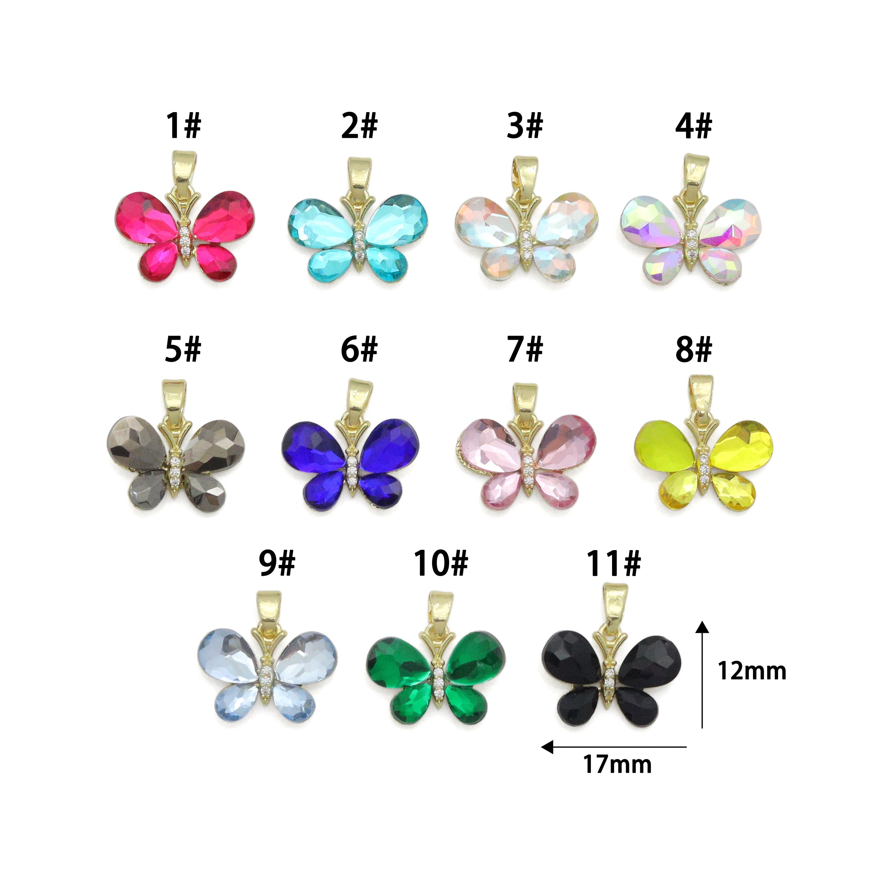 AB Crystal Butterfly Charm Pendant | Iridescent Jewelry Making Supply