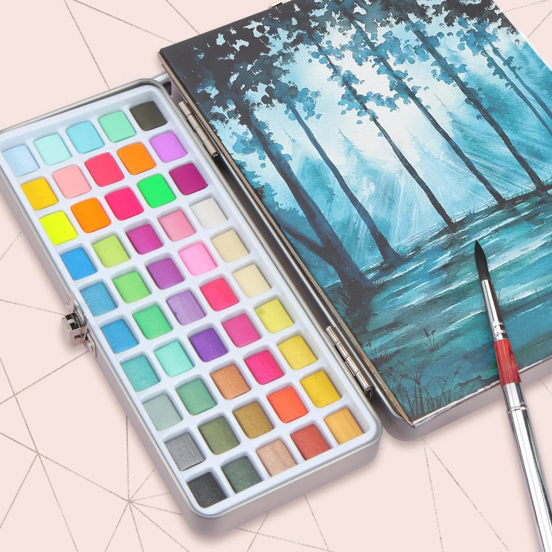 Seamiart Solid Watercolor Paint Set with Glitter Neon Art Colors