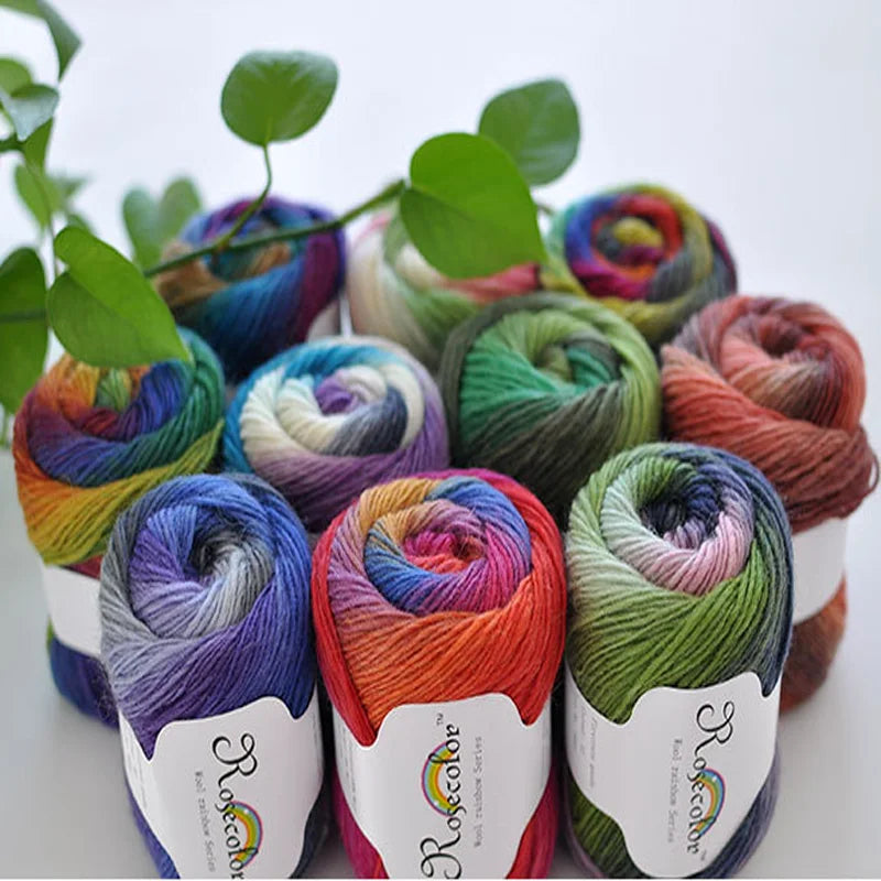 Rainbow Wool Yarn for Crochet Knitting Scarves and Sweater Crafts