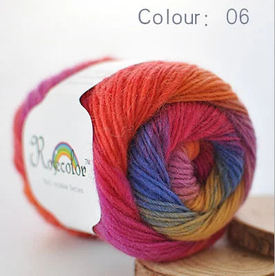 Rainbow Wool Yarn for Crochet Knitting Scarves and Sweater Crafts