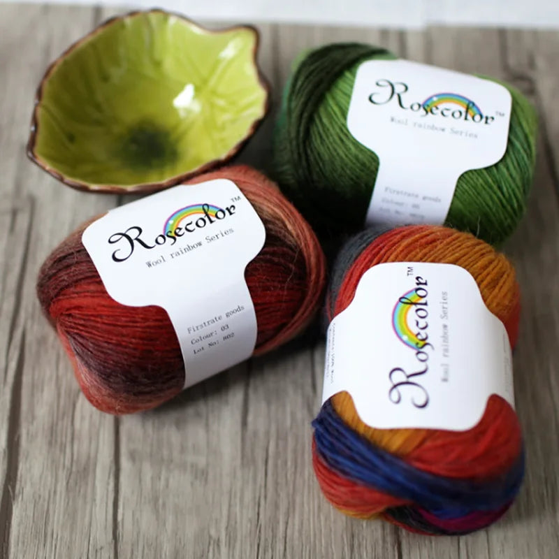 Rainbow Wool Yarn for Crochet Knitting Scarves and Sweater Crafts