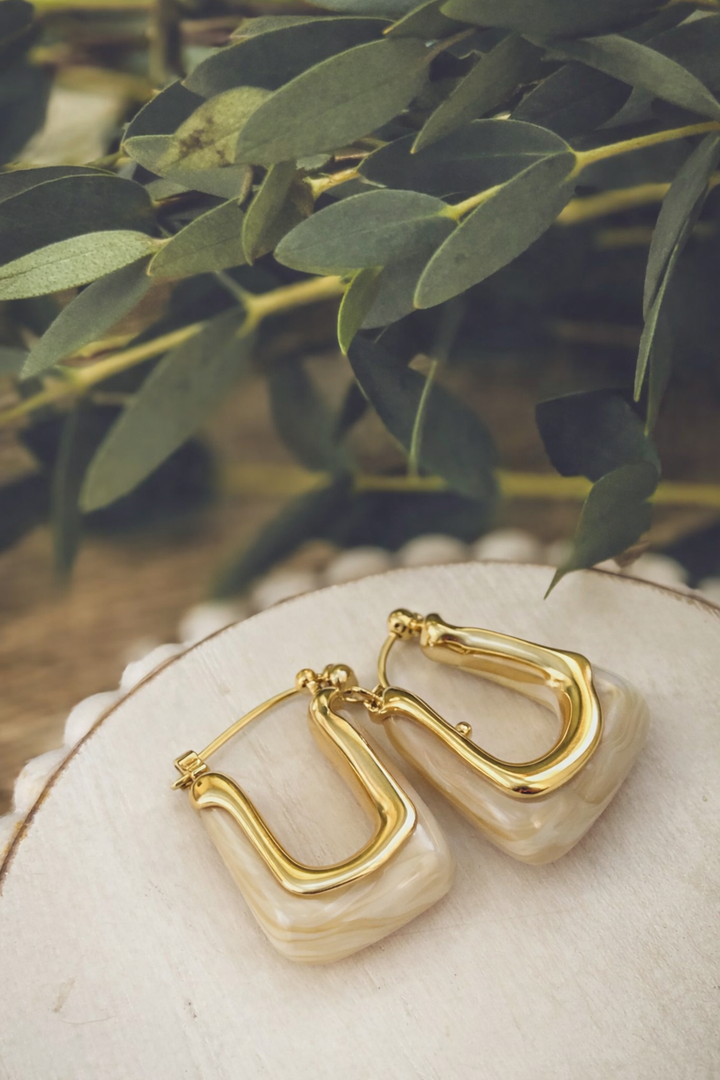 Vintage Acrylic Gold-Tone Earrings