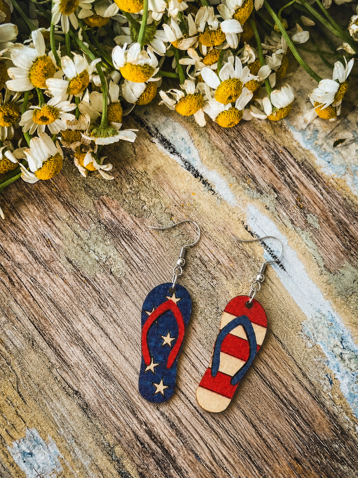 Patriotic Flip-Flop Drop Earrings