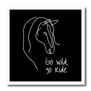3dRose Go Wild, go Ride - a Horse Head on Black Cool Charming... - Iron on Heat Transfers (ht-365327)