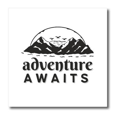 3dRose 3dRose - Rosette - Travel - Adventure Awaits - Iron on Heat Transfers (ht-366130)