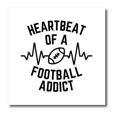 3dRose Heartbeat of A Football Addict Merch - Iron on Heat Transfers (ht-369902)