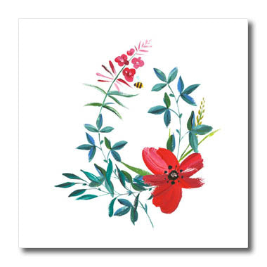 3dRose Image of red Flowers with Leaves - Iron on Heat Transfers (ht-371780)