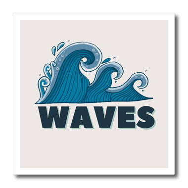 3dRose Image of Waves with Text of Waves - Iron on Heat Transfers (ht-374762)