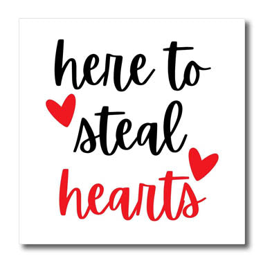 Here to Steal Hearts Valentine's Day Gift for... - Iron on Heat Transfers