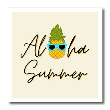3dRose Image of a Pineapple with Text of Aloha Summer - Iron on Heat Transfers (ht-383583)