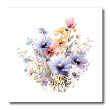 3dRose Pretty Pastel Image of Watercolor Wildflower... - Iron on Heat Transfers (ht-383617)