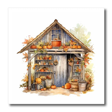3dRose Fall Shed Illustration - Iron on Heat Transfers (ht-384083)