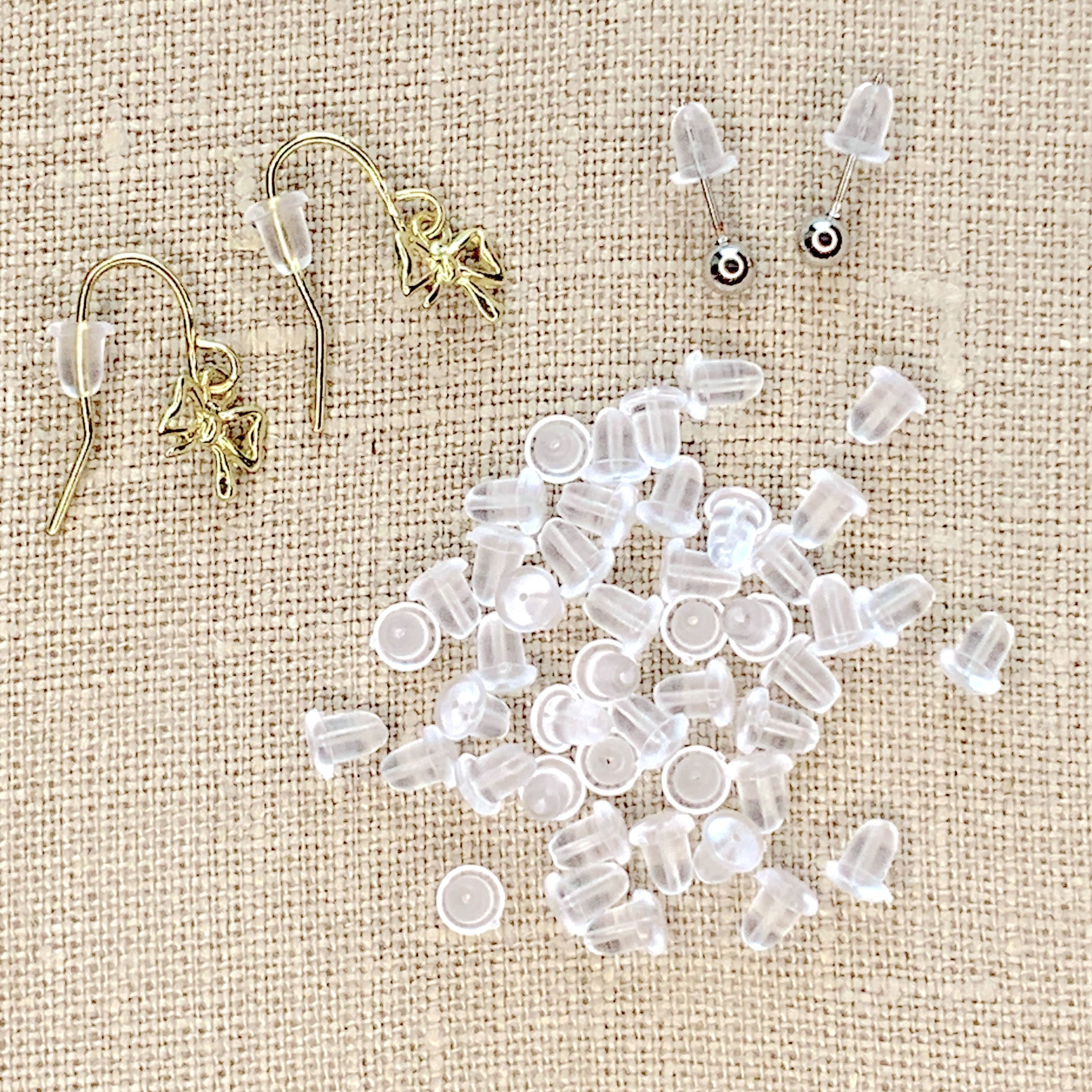 Clear Bullet Post or Hook Earring Backs 30pc