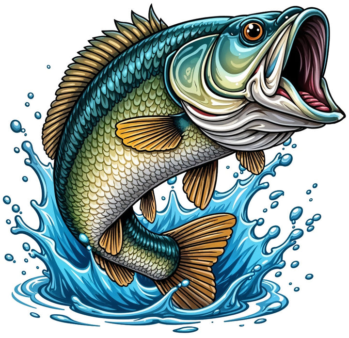 Jumping Bass Fish Fabric Panel 3