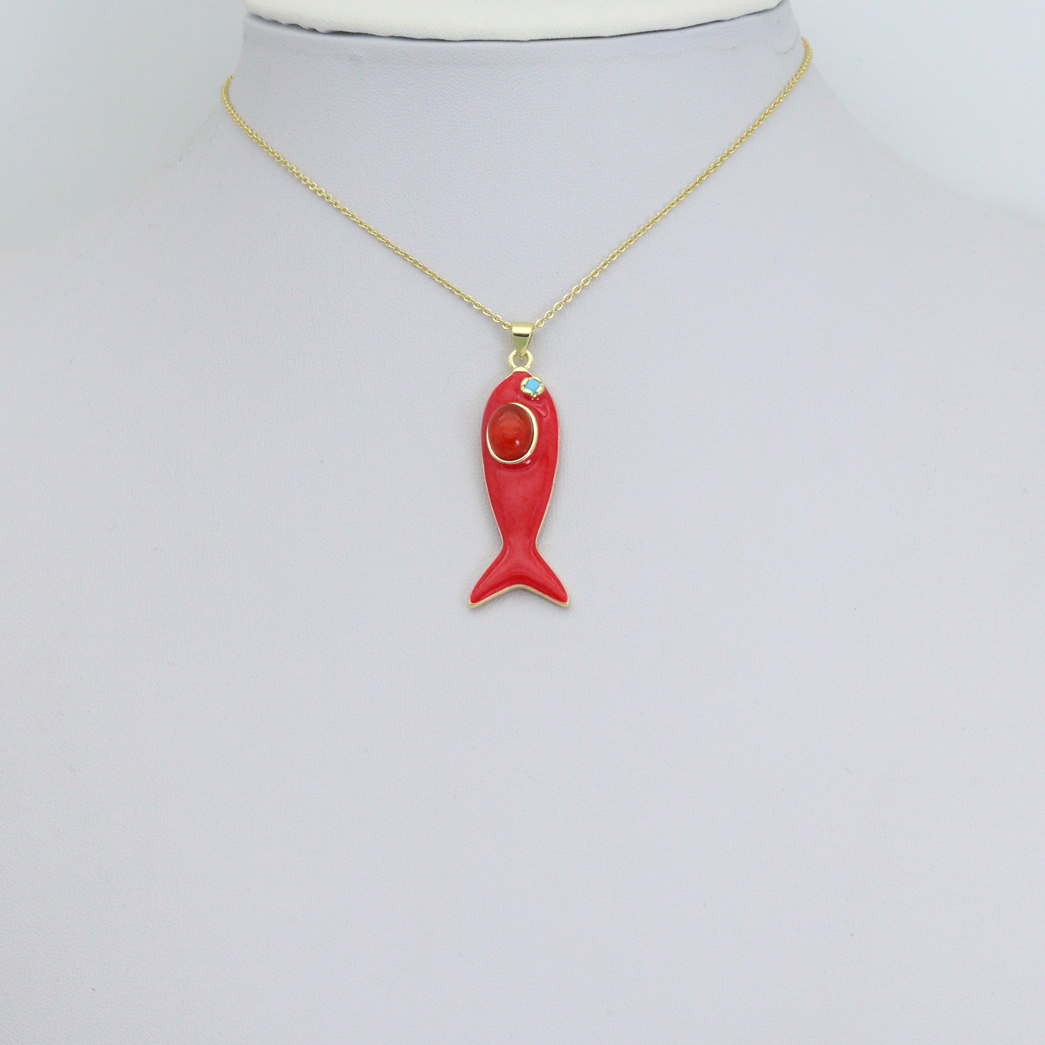 Colorful Enamel Fish Pedant For Necklace Bracelet Jewelry Making Supply, Fish Charm, Sku#LK1281