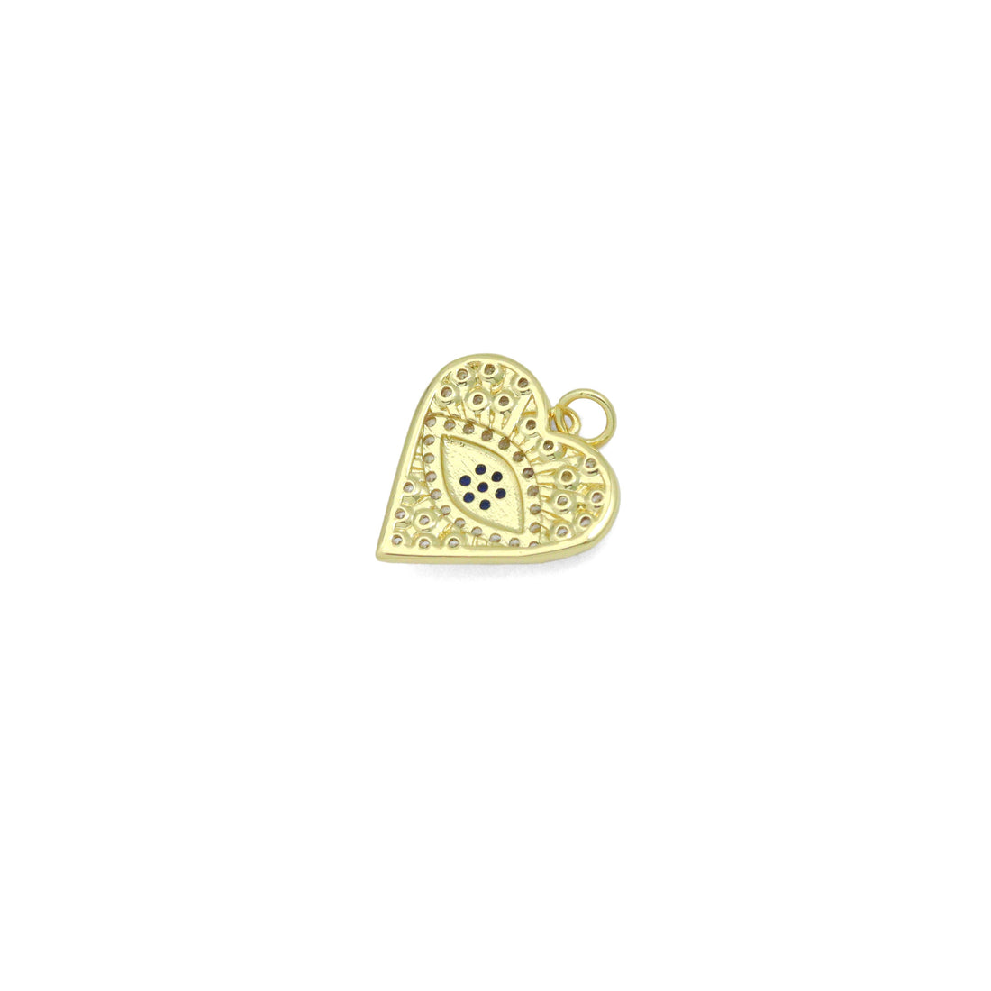 Blue Cubic Zirconia Evil Eye Heart Charm Pendant