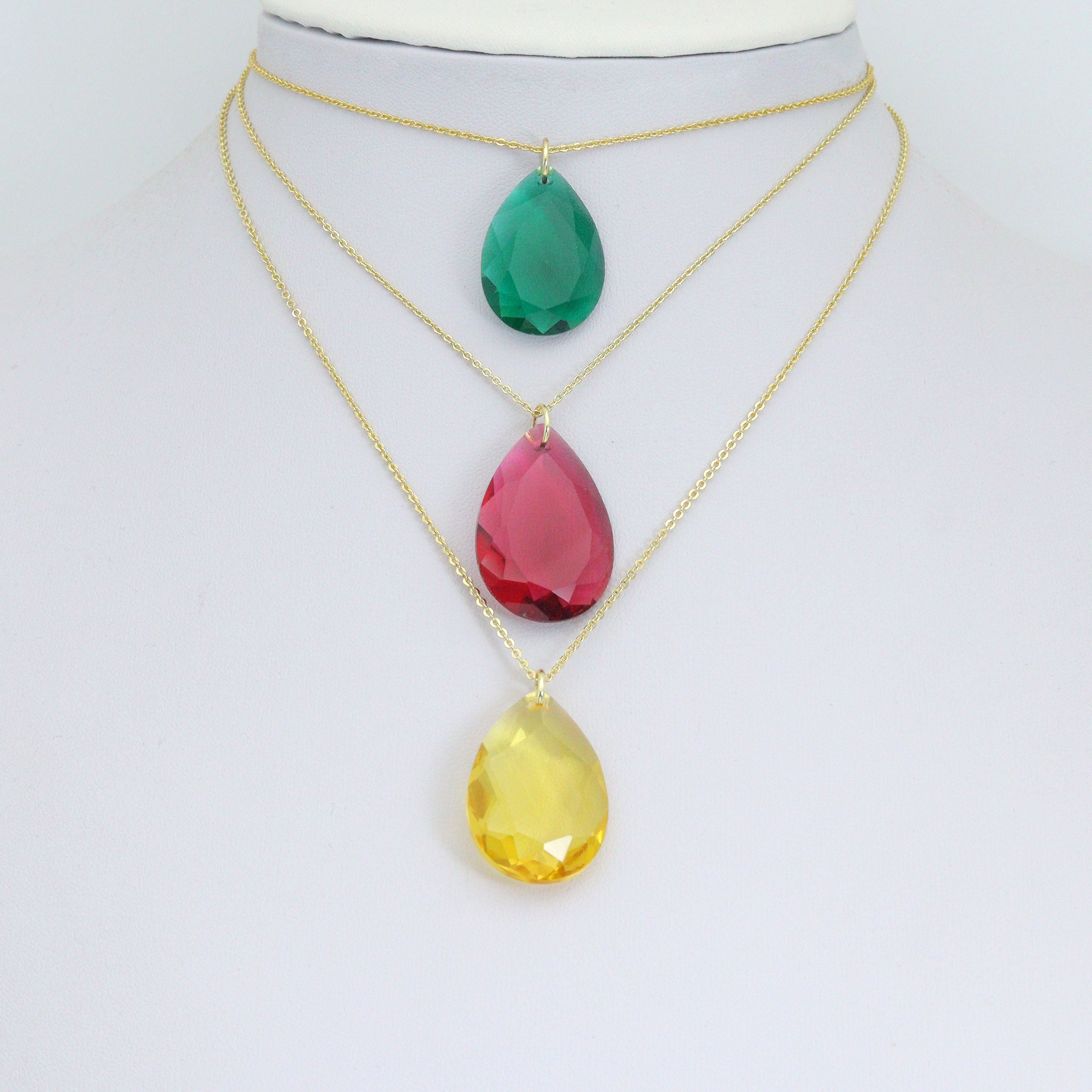 Crystal Teardrop Pendant - Aurora