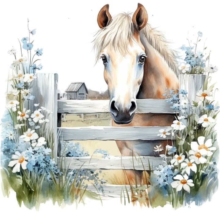 Light Blue Farm Animals Fabric Panel 18