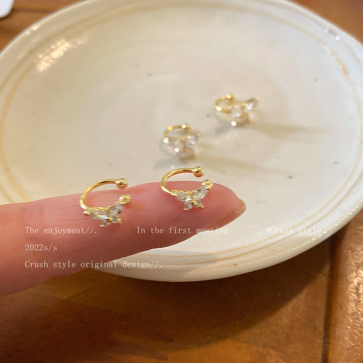 Refined Zircon Butterfly Female Light Luxury Ear Clip