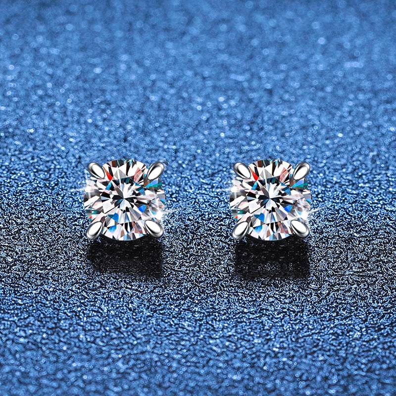 S925 Magnetic Moissanite / CZ Stud Earrings for Men Women, Inlaid Magnetic Earrings Non-Piercing Clip On Stud Earring