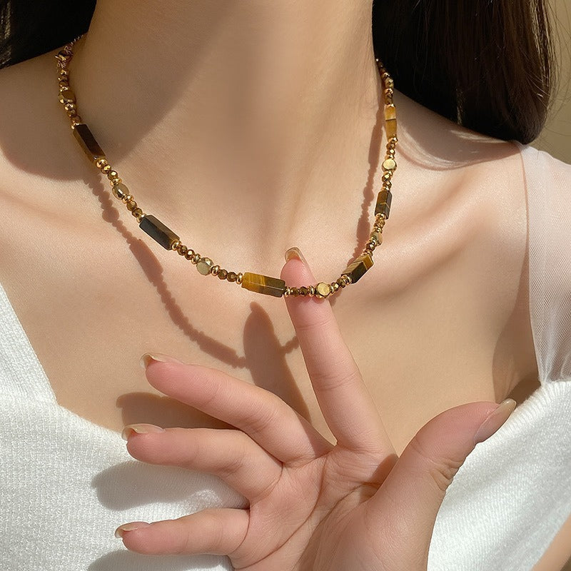 Women's Brown Natural Tigereye Beaded Accessories Necklaces