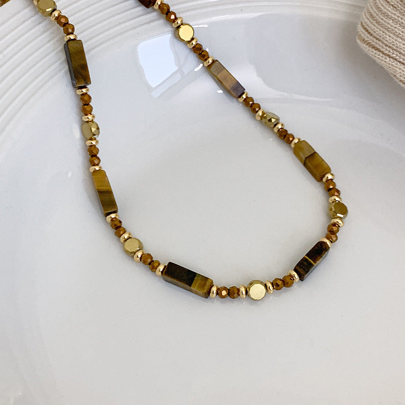 Women's Brown Natural Tigereye Beaded Accessories Necklaces