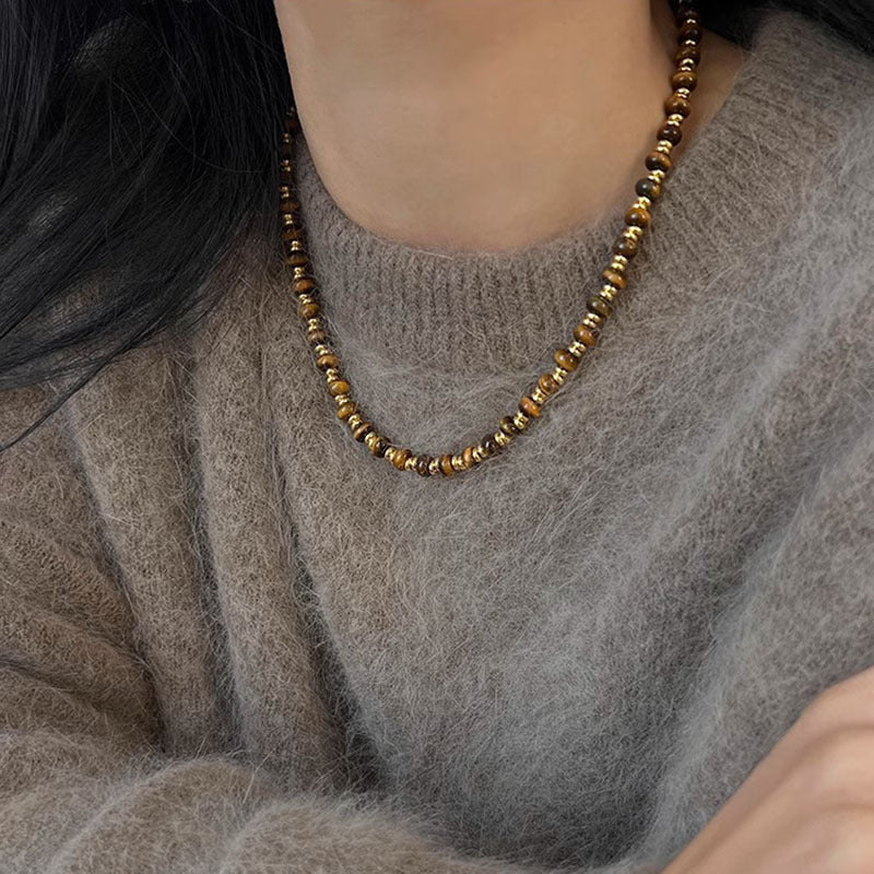 Women's Brown Natural Tigereye Beaded Accessories Necklaces