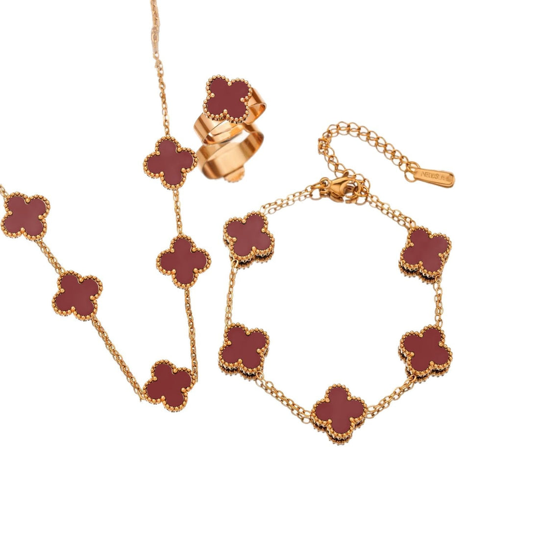 Titanium Four-Leaf Flower Jewelry Set