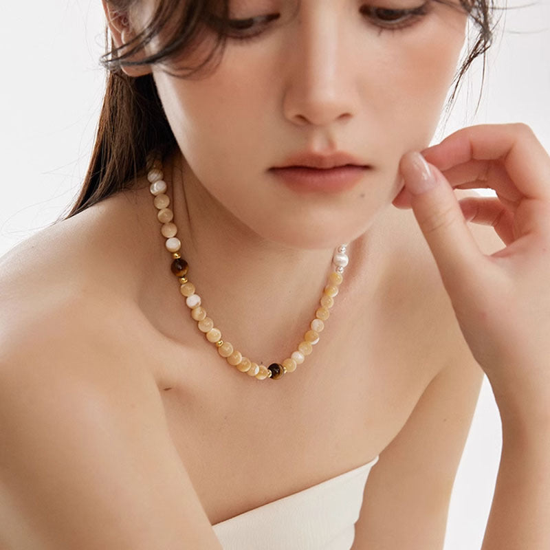 Women's Brown Natural Tigereye Beaded Accessories Necklaces