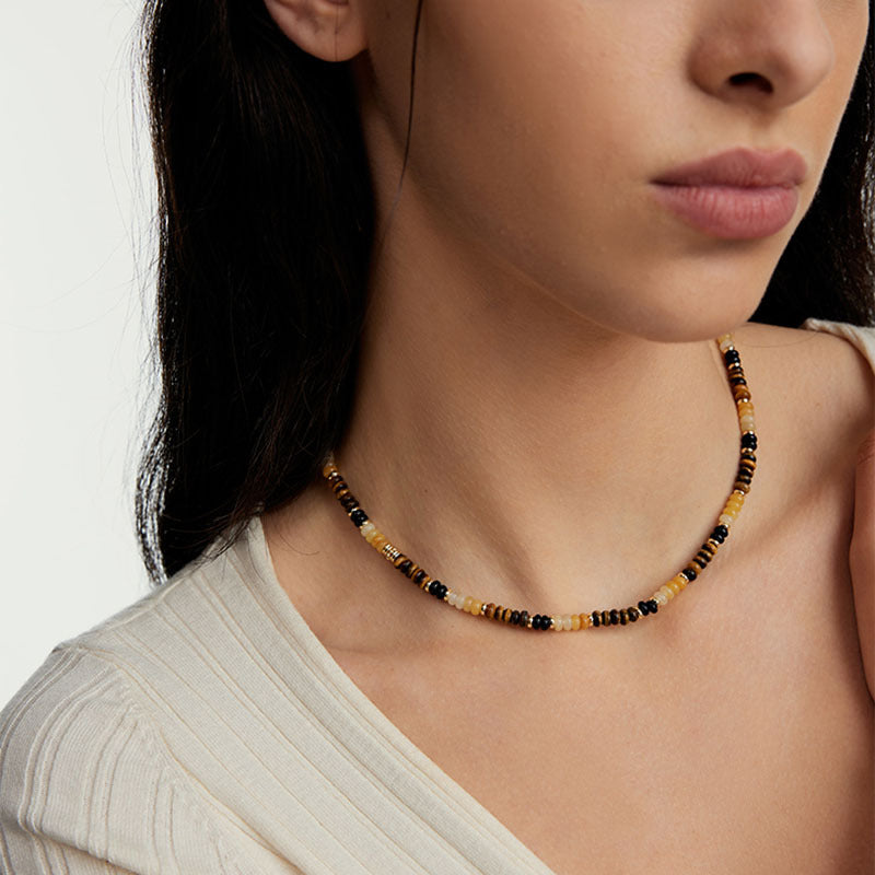 Women's Brown Natural Tigereye Beaded Accessories Necklaces