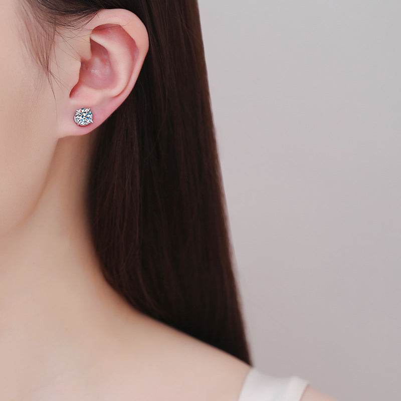 S925 Magnetic Moissanite / CZ Stud Earrings for Men Women, Inlaid Magnetic Earrings Non-Piercing Clip On Stud Earring