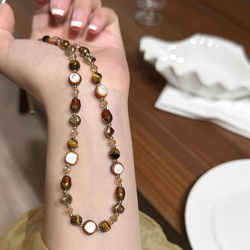 Women's Brown Natural Tigereye Beaded Accessories Necklaces