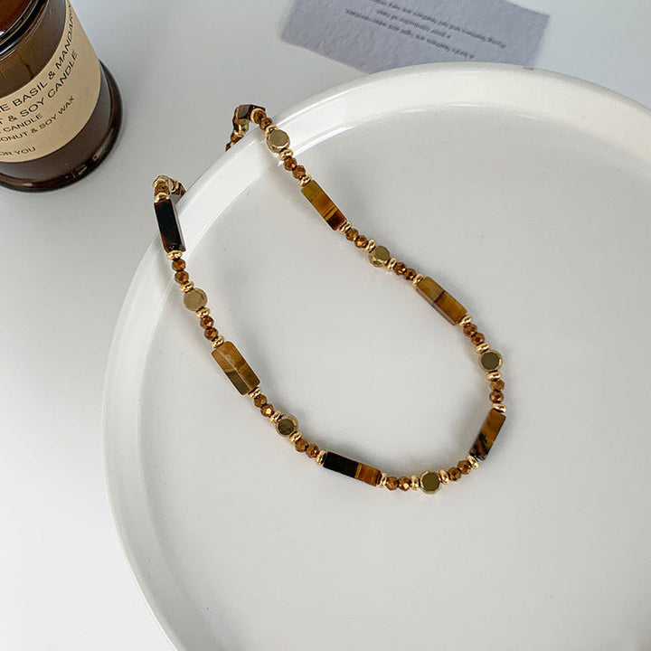 Women's Brown Natural Tigereye Beaded Accessories Necklaces