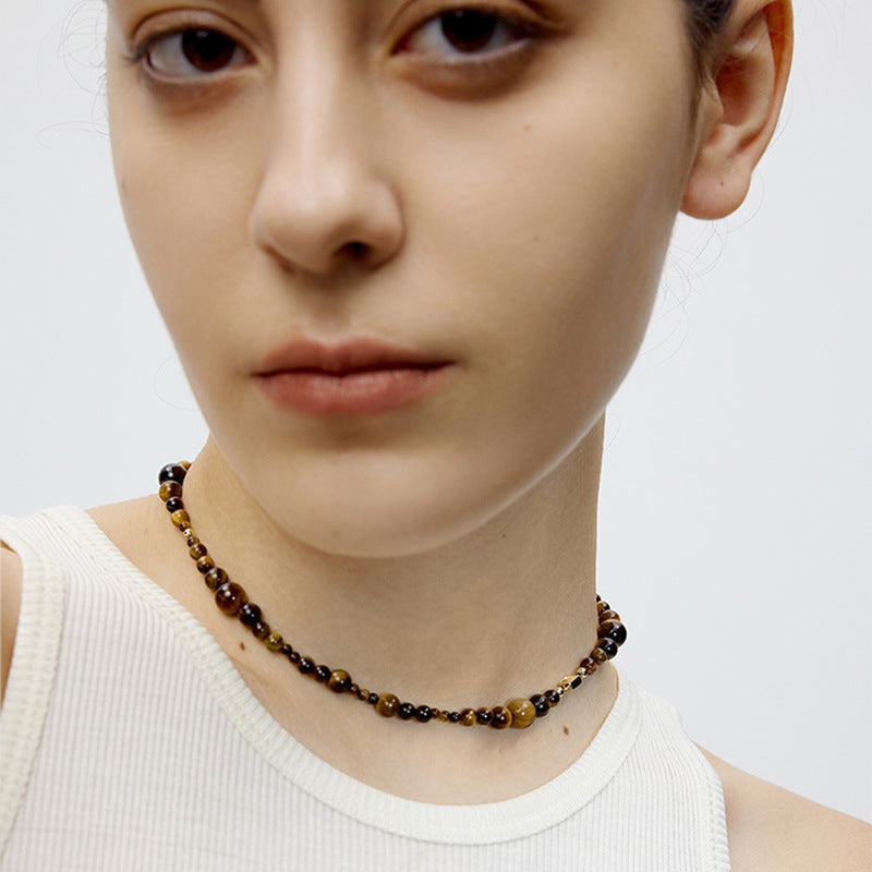 Women's Brown Natural Tigereye Beaded Accessories Necklaces