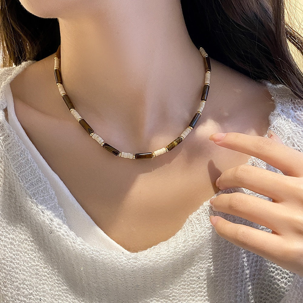 Women's Brown Natural Tigereye Beaded Accessories Necklaces