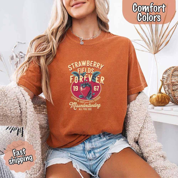 Old School Rock Band Tee – Strawberry Fields Comfort Colors Shirt
