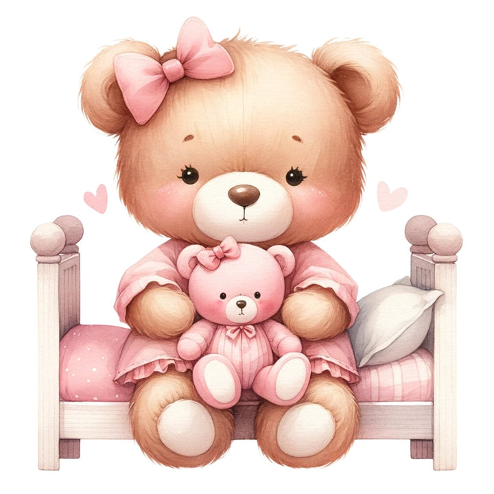 Pink Teddy Bears Fabric Panel 9